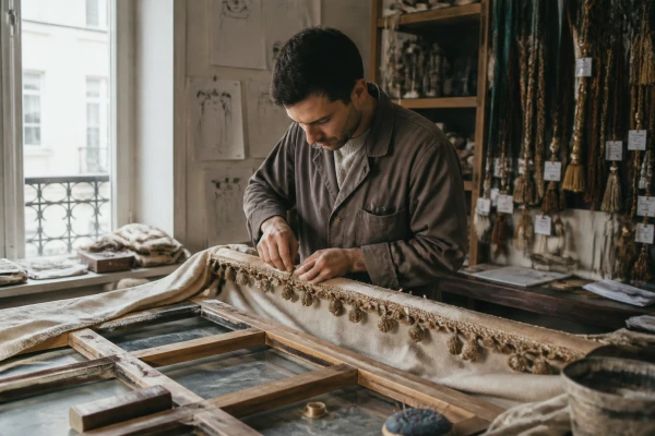 Confection de cantonnière sur mesure avec passementerie Neuilly-sur-Seine