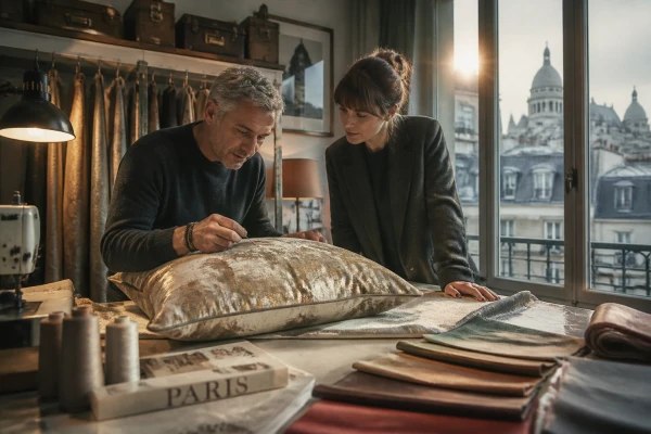 Création de coussins décoratifs sur mesure en tissu haut de gamme Paris