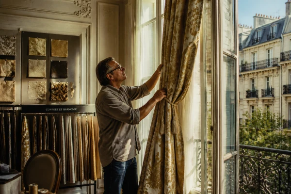 Création de store en tissu d'éditeur pour fenêtre haussmannienne Paris
